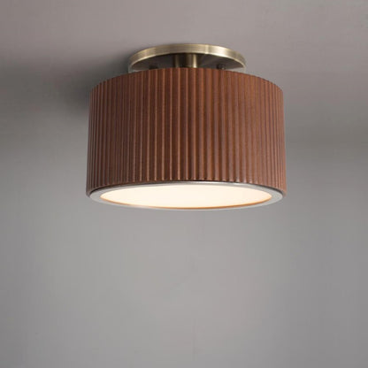 Nova California Tambo 1Lt Semi Flush Mount, Walnut Wood/Brass/Walnut