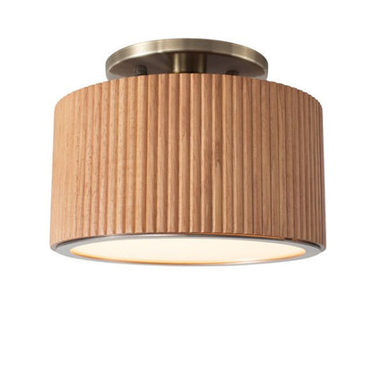 Nova California Tambo 10in 1-Light Semi-Flush Mount | Mid-Century Natural Ash Wood and Weathered Brass | Entryway & Hallway | Model 3610832LW