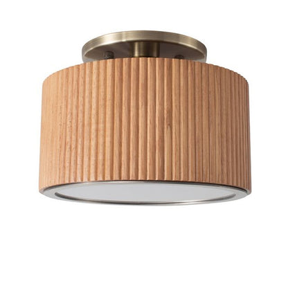 Nova California Tambo 10in 1-Light Semi-Flush Mount | Mid-Century Natural Ash Wood and Weathered Brass | Entryway & Hallway | Model 3610832LW