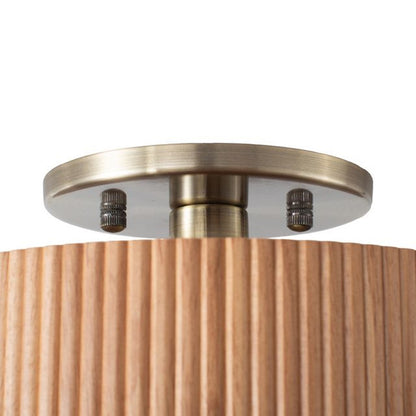 Nova California Tambo 10in 1-Light Semi-Flush Mount | Mid-Century Natural Ash Wood and Weathered Brass | Entryway & Hallway | Model 3610832LW