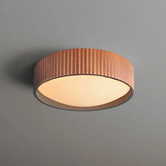 Nova California Tambo 10in 1-Light Flush Mount | Mid-Century Modern Weathered Brass and Walnut Tambour Wood | Bedroom & Hallway | Model 3610832W