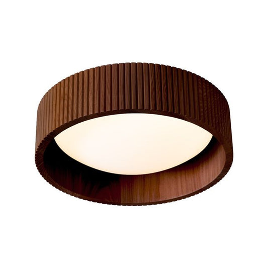 Nova California Tambo 14in Flush Mount Ceiling Light | Mid-Century Weathered Brass and Walnut | Living Room & Hallway Ambient Light | Model 3610833W