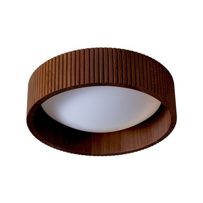 Nova California Tambo 14in Flush Mount Ceiling Light | Mid-Century Weathered Brass and Walnut | Living Room & Hallway Ambient Light | Model 3610833W