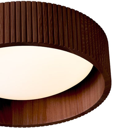 Nova California Tambo 14in Flush Mount Ceiling Light | Mid-Century Weathered Brass and Walnut | Living Room & Hallway Ambient Light | Model 3610833W
