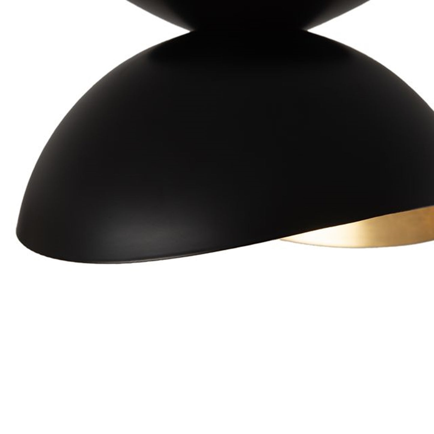 Nova California Luna Bella 10in 1-Light Flush Mount | Mid-Century Matte Black Steel with Gold Leaf Shade | Bedroom & Hallway | 7 in | Model 3611028MB