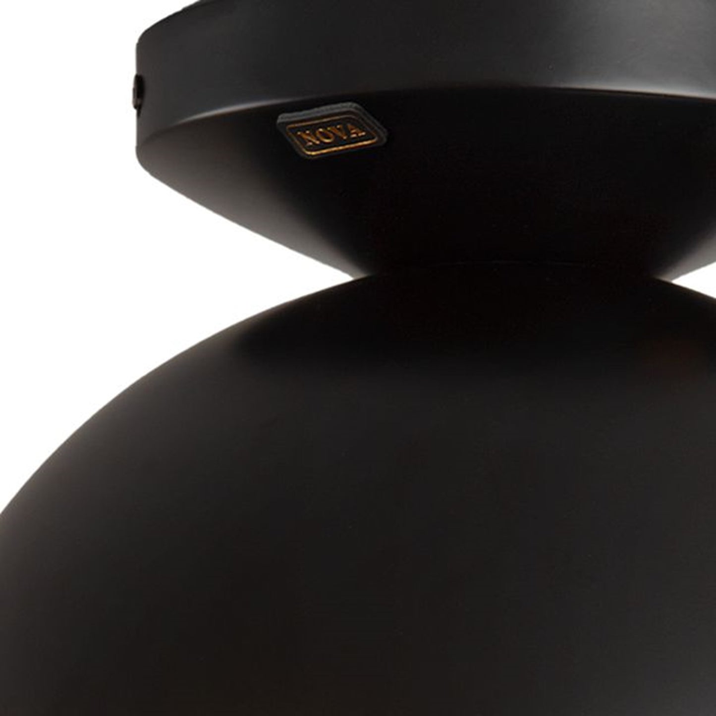 Nova California Luna Bella 10in 1-Light Flush Mount | Mid-Century Matte Black Steel with Gold Leaf Shade | Bedroom & Hallway | 7 in | Model 3611028MB