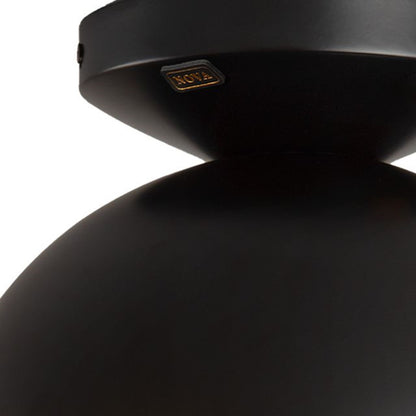 Nova California Luna Bella 10in 1-Light Flush Mount | Mid-Century Matte Black Steel with Gold Leaf Shade | Bedroom & Hallway | 7 in | Model 3611028MB
