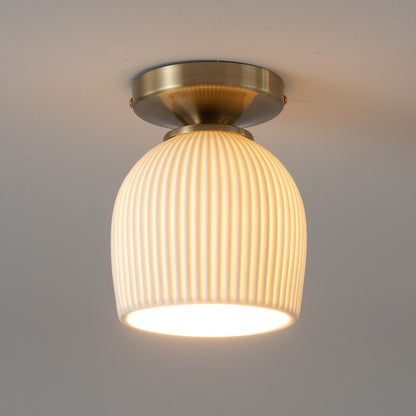 Nova California Petaluma Porcelain 12in 1-Light Semi-Flush Mount | Transitional Weathered Brass and Bone White Porcelain | Living | Model 3611647WB