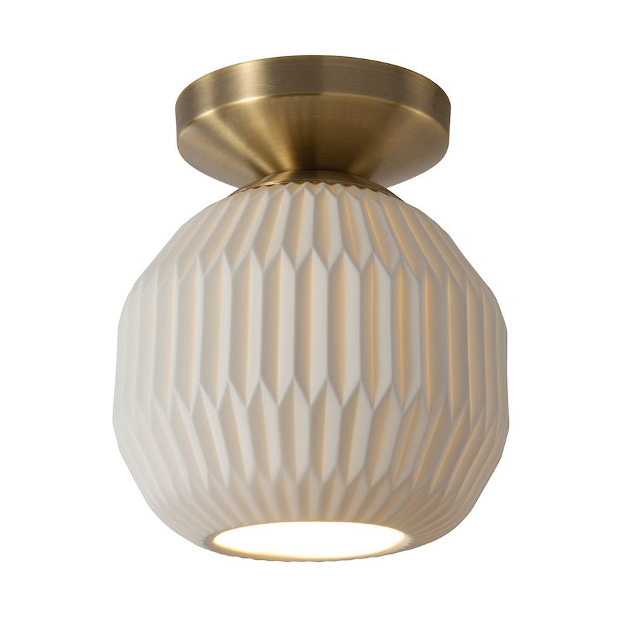 Nova California Porcelain 1Lt 8" Semi Flush Mount, Brass/Bone White - 3617724WB