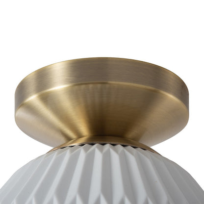 Nova California Porcelain 1Lt 8" Semi Flush Mount, Brass/Bone White