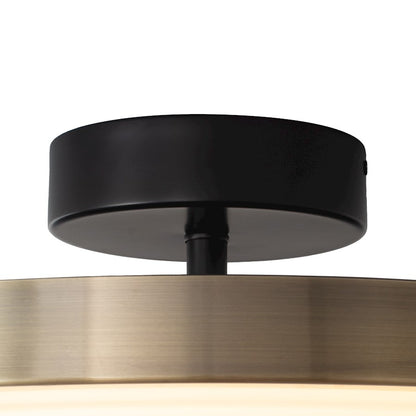 Nova California Redondo 13in 1-Light Flush Mount | Contemporary Matte Black and Black/Gold/Leaf Steel | Living Room & Bedroom | Model 3617727MB