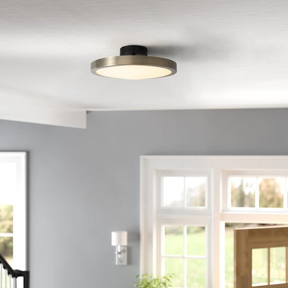 Nova California Redondo 13in 1-Light Flush Mount | Contemporary Matte Black and Black/Gold/Leaf Steel | Living Room & Bedroom | Model 3617727MB