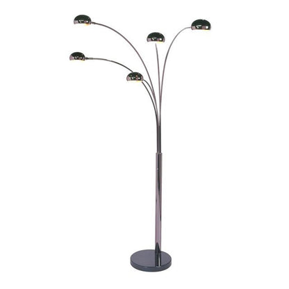 Nova California Mushroom 5-Light Arc Floor Lamp | Mid-Century Black Nickel and Black Marble Base | Living Room & Reading Nook | Model 4035