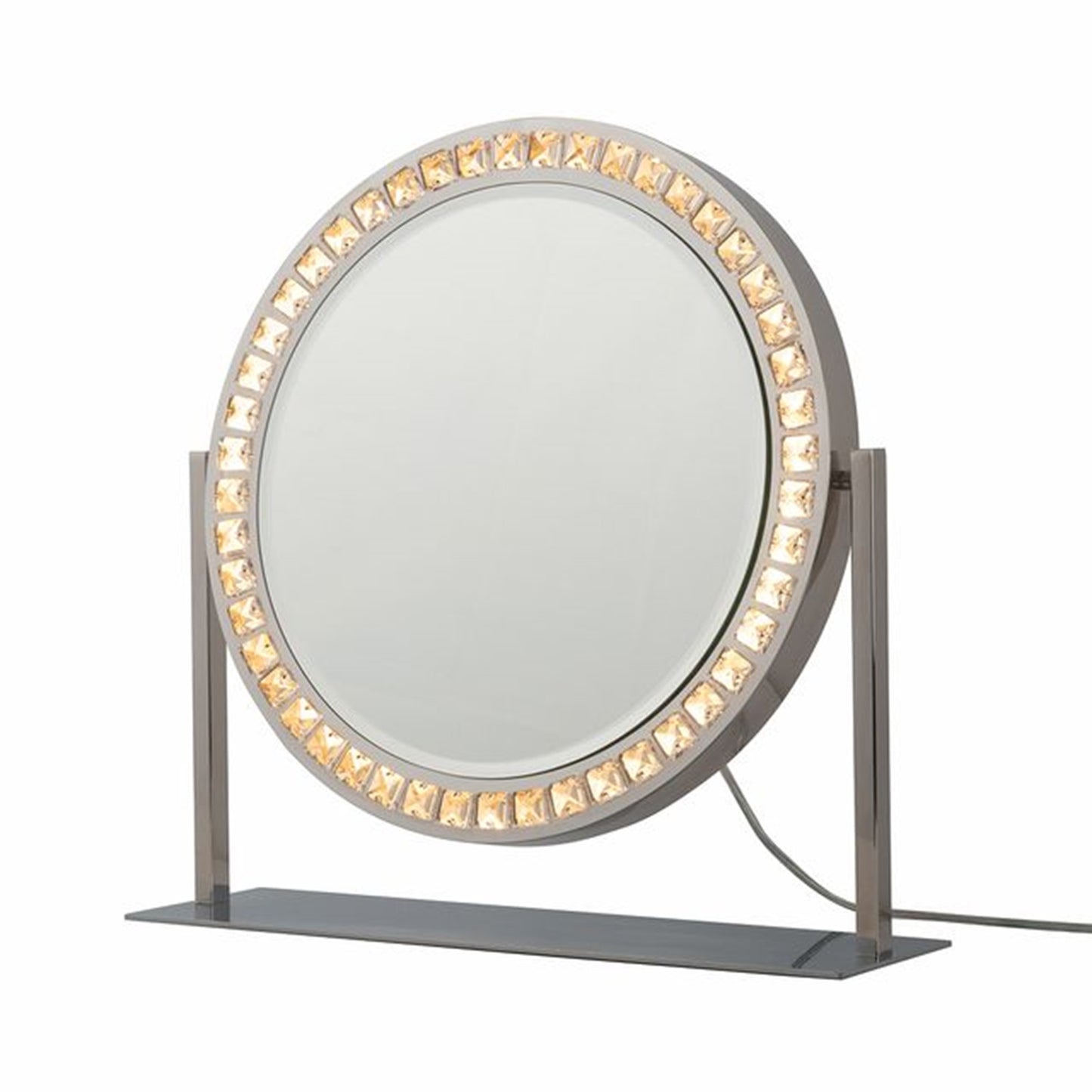 Nova California Marilyn 20in Table Top Vanity Mirror | Glam Chrome and Crystal Steel | Dressing Table & Bedroom Vanity | Model 4111270CH