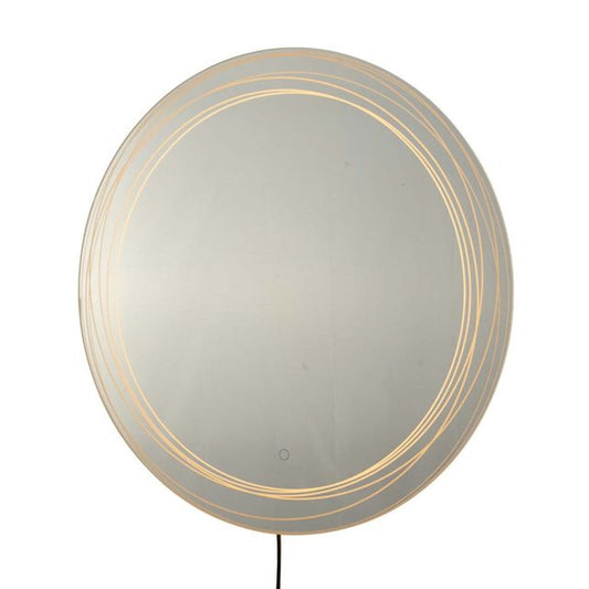 Nova California Mojave 36in Illuminated Wall Mirror | Contemporary Chrome Glass | Living Room & Bedroom | 36 x 36 x 2 in, Round | Model 4111621CH