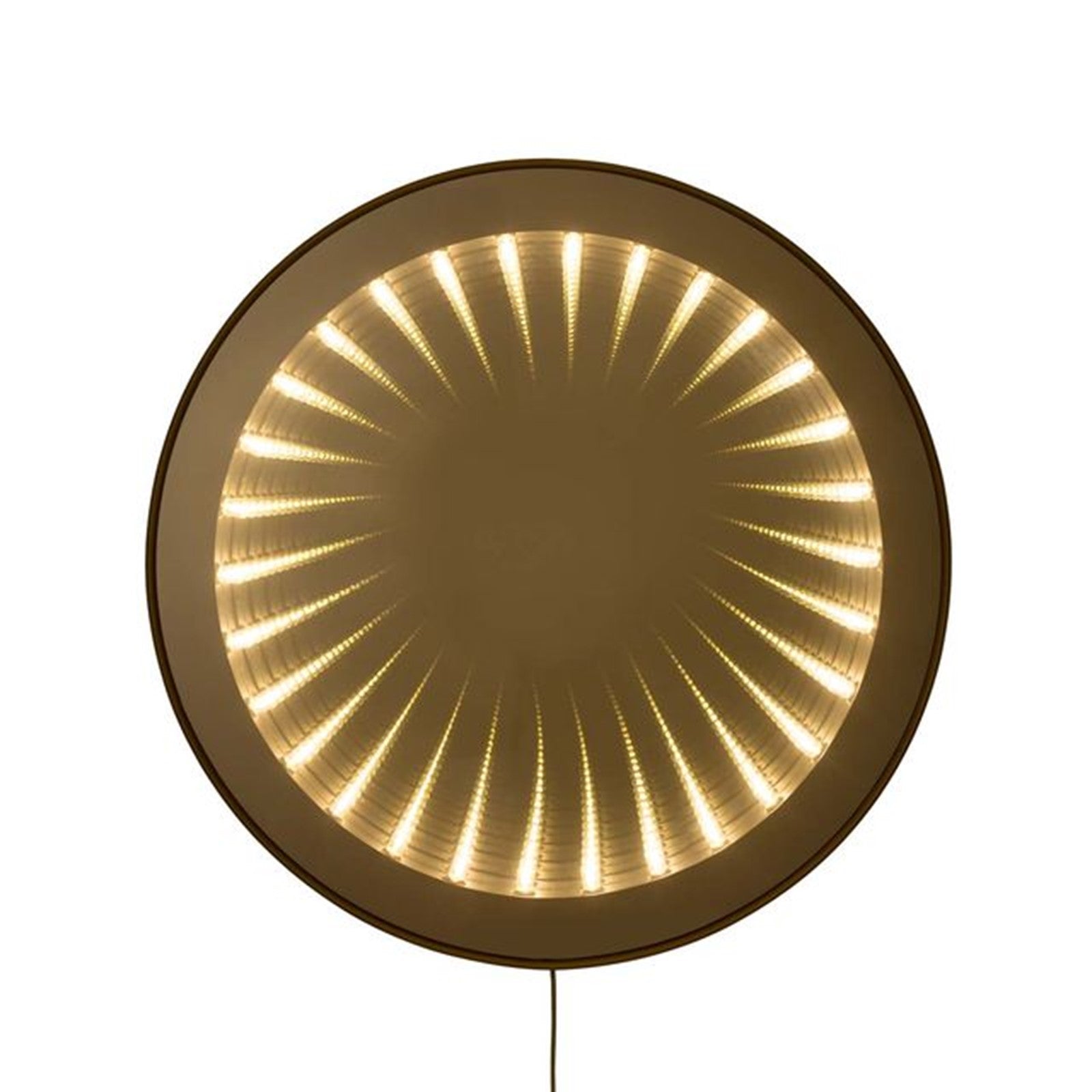 Nova California Carnival 36in Round LED Infinity Wall Mirror | Brushed Brass Steel Frame | Entryway & Living Room Accent | Model 4111717BB