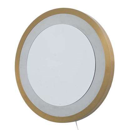 Nova California Starfall 39in Round LED Mirror | Mid-Century Brushed Brass Glass | Living Room & Entryway Accent | 39 x 39 x 2 in | Model 4111810BB