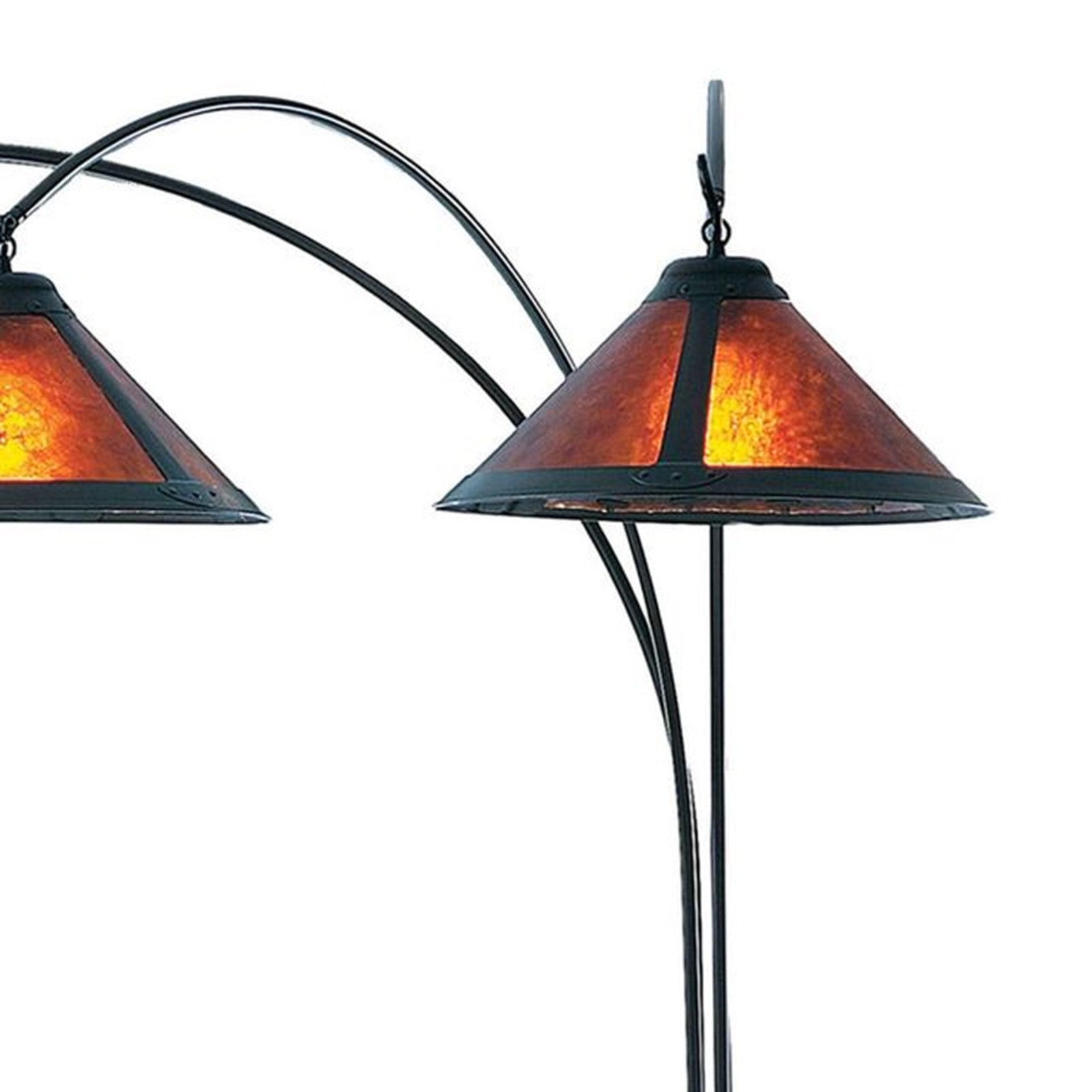 Nova California Mica 86in 3-Light Arc Floor Lamp | Arts & Crafts Amber Mica and Wood | Living Room & Den | 38 x 53 x 86 in | Model 4212BZ