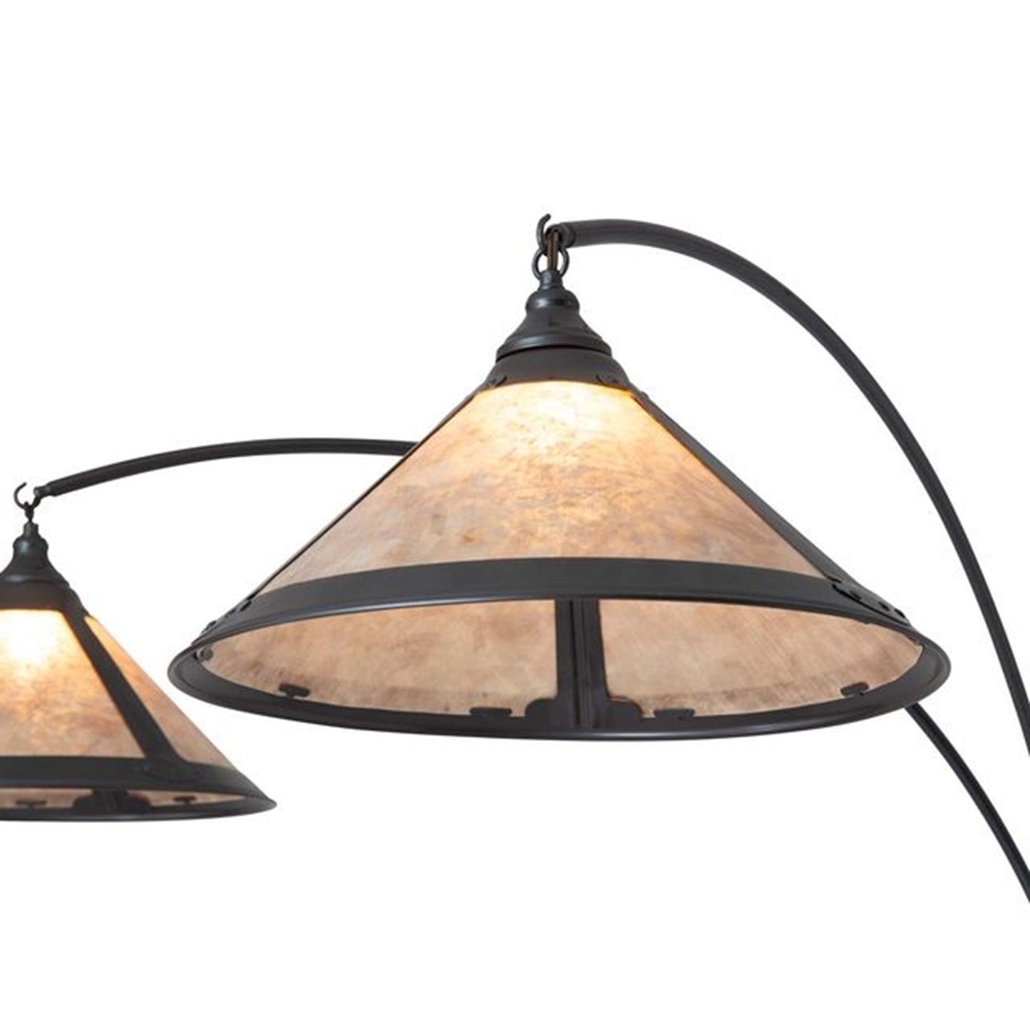 Nova California Mica 86in 3-Light Arc Floor Lamp | Transitional Charcoal Gray and Amber Mica Shade | Living Room & Reading Nook | Model 4212GM