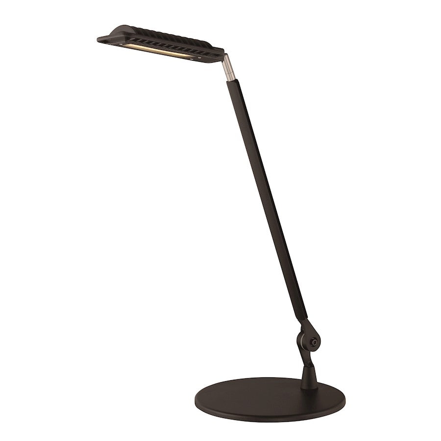 Nuvo LED Desk Lamp 8.4W 600 Lumen | Contemporary Black | Home Office & Study Task Light | 7.5 x 19 in, On-Off Switch | Model 57-036