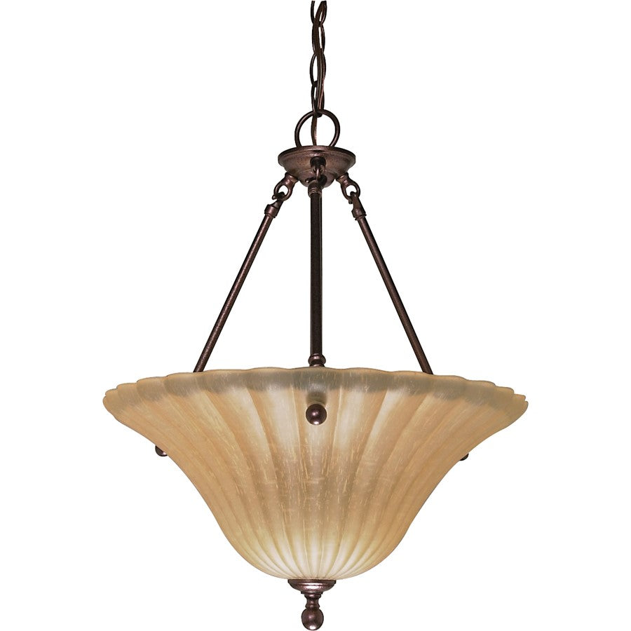 Nuvo Lighting Moulan 16in 3-Light Pendant | Copper Hammered Bronze and Champagne Linen Glass | Kitchen Island & Dining Room | 16 x 16 x 21 | Model 60-013