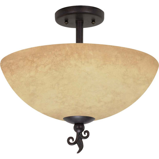 Nuvo Tapas 16in 3-Light Semi-Flush Mount | Rustic Old Bronze and Tuscan Suede Glass | Entryway & Hallway Ceiling Light | 15.75 x 15 in | Model 60-042
