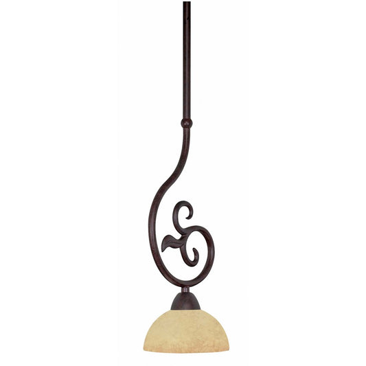 Nuvo Tapas 6in 1-Light Mini Pendant | Old Bronze and Tuscan Suede Glass | Kitchen Island & Dining Room | 6 x 6 x 47 in Adjustable | Model 60-043