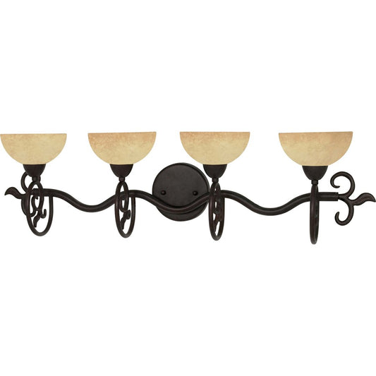 Nuvo Lighting Tapas 32in 4-Light Vanity Light | Old Bronze and Tuscan Suede Glass | Bathroom Vanity | 32 x 9 x 7.25 in | Model 60-048