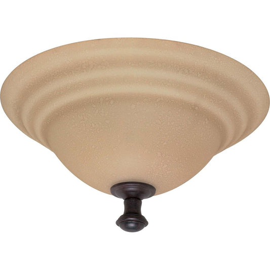 Nuvo Mericana 16in 2-Light Flush Mount | Vintage Old Bronze and Amber Water Glass | Entryway & Hallway Ceiling Light | 17 x 17 x 8 in | Model 60-102