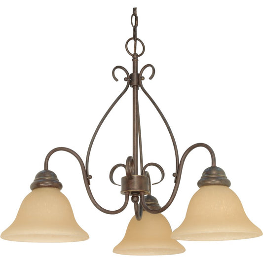 Nuvo Lighting Castillo 26in 3-Light Chandelier | Transitional Sonoma Bronze and Champagne Linen Glass | Dining Room & Living Room | 26 x | Model 60-1021