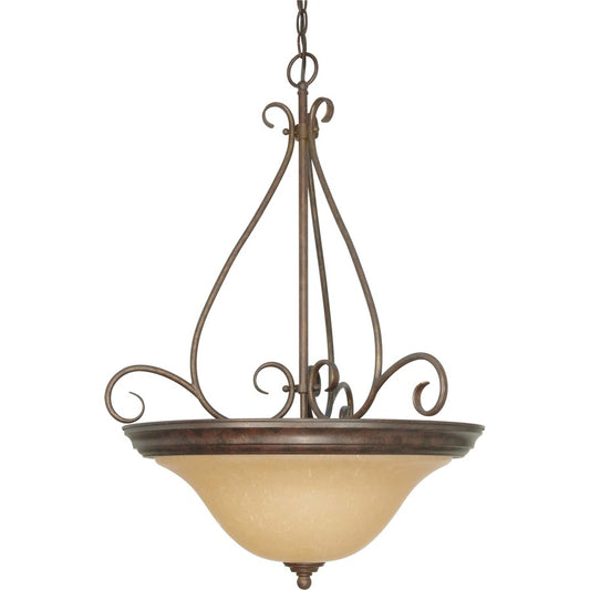 Nuvo Lighting Castillo 19in 3-Light Pendant | Transitional Sonoma Bronze and Champagne Linen Glass | Kitchen Island & Dining Room | 20.5 x | Model 60-1028