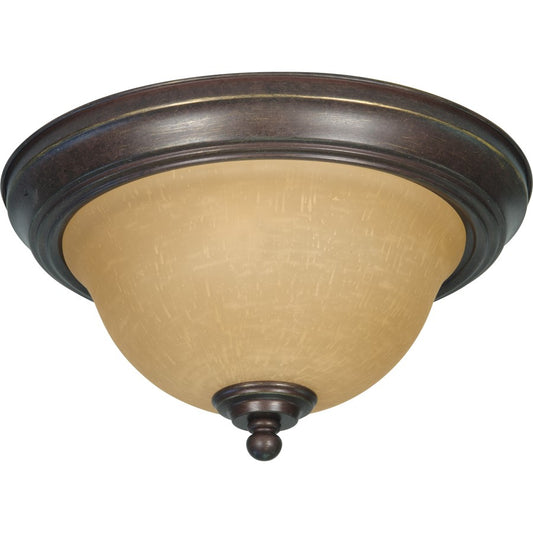 Nuvo Lighting Castillo 2-Light 11in Flush Mount | Sonoma Bronze and Champagne Linen Glass | Bathroom & Hallway Ceiling Light | 11.25 x 7 | Model 60-1037