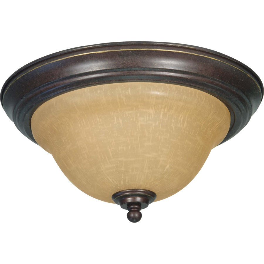 Nuvo Lighting Castillo 13in 2-Light Flush Mount | Transitional Sonoma Bronze and Champagne Linen Glass | Entryway & Hallway Ceiling Light | Model 60-1038