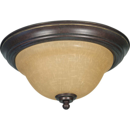 Nuvo Lighting Castillo 13in 2-Light Flush Mount | Transitional Sonoma Bronze and Champagne Linen Glass | Entryway & Hallway Ceiling Light | Model 60-1038