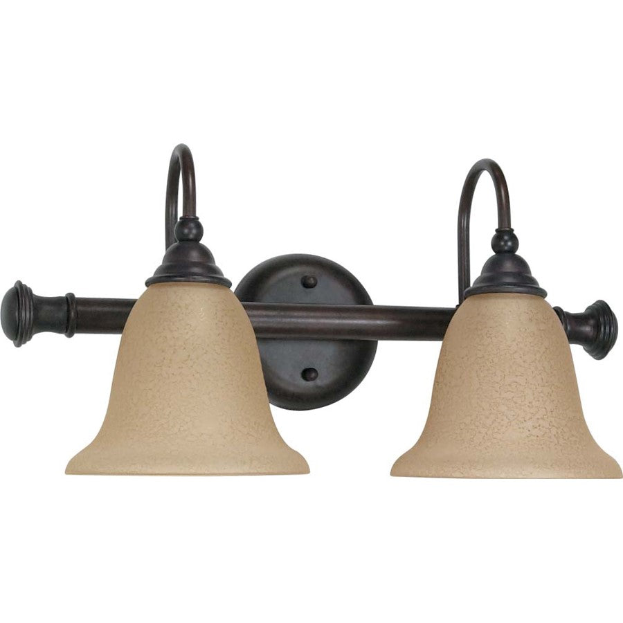 Nuvo Lighting Mericana 18in 2-Light Vanity Light | Vintage Old Bronze and Amber Water Glass | Bathroom Vanity | 9 x 8 x 20 in | Model 60-108