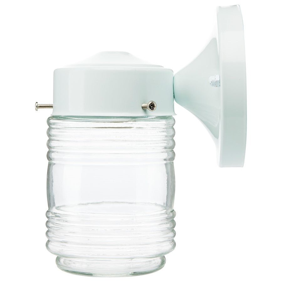 Nuvo Lighting 60-112 1-Light Outdoor Wall Sconce | Traditional White Steel and Clear Ribbed Glass | Covered Patio & Entryway | 5.5 x 4 x | Model 60-112