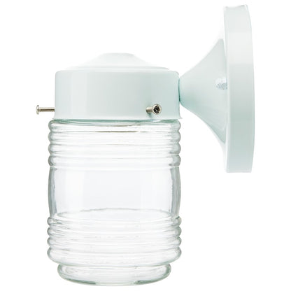 Nuvo Lighting 60-112 1-Light Outdoor Wall Sconce | Traditional White Steel and Clear Ribbed Glass | Covered Patio & Entryway | 5.5 x 4 x | Model 60-112
