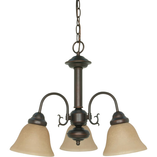 Nuvo Lighting Ballerina 20in 3-Light Chandelier | Traditional Mahogany Bronze and Champagne Linen Glass | Dining Room & Living Room | 20 x | Model 60-1252