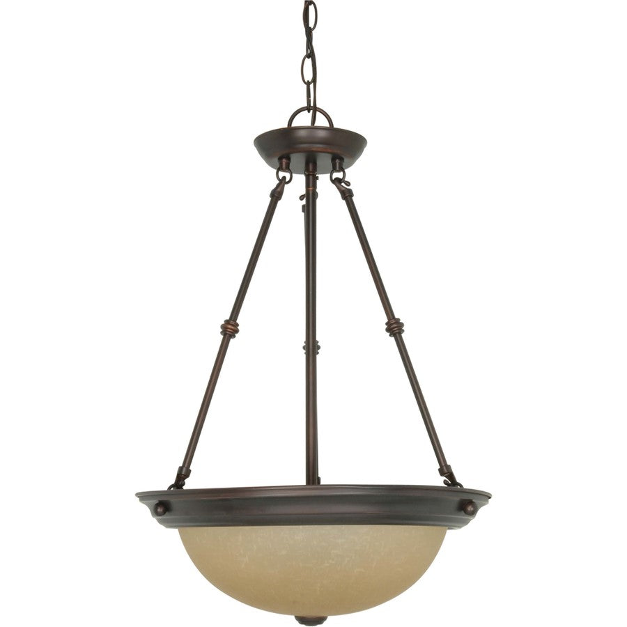 Nuvo 3-Light 15in Pendant | Mahogany Bronze and Champagne Washed Linen Glass | Kitchen Island & Dining Room | 15 x 15 x 23 in | Model 60-1262