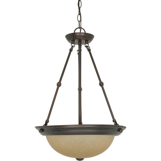 Nuvo 3-Light 15in Pendant | Mahogany Bronze and Champagne Washed Linen Glass | Kitchen Island & Dining Room | 15 x 15 x 23 in | Model 60-1262