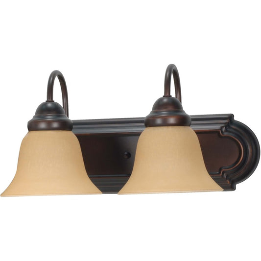 Nuvo Lighting Ballerina 18in 2-Light Vanity Light | Traditional Mahogany Bronze and Champagne Linen Glass | Bathroom Vanity & Powder Room | Model 60-1264