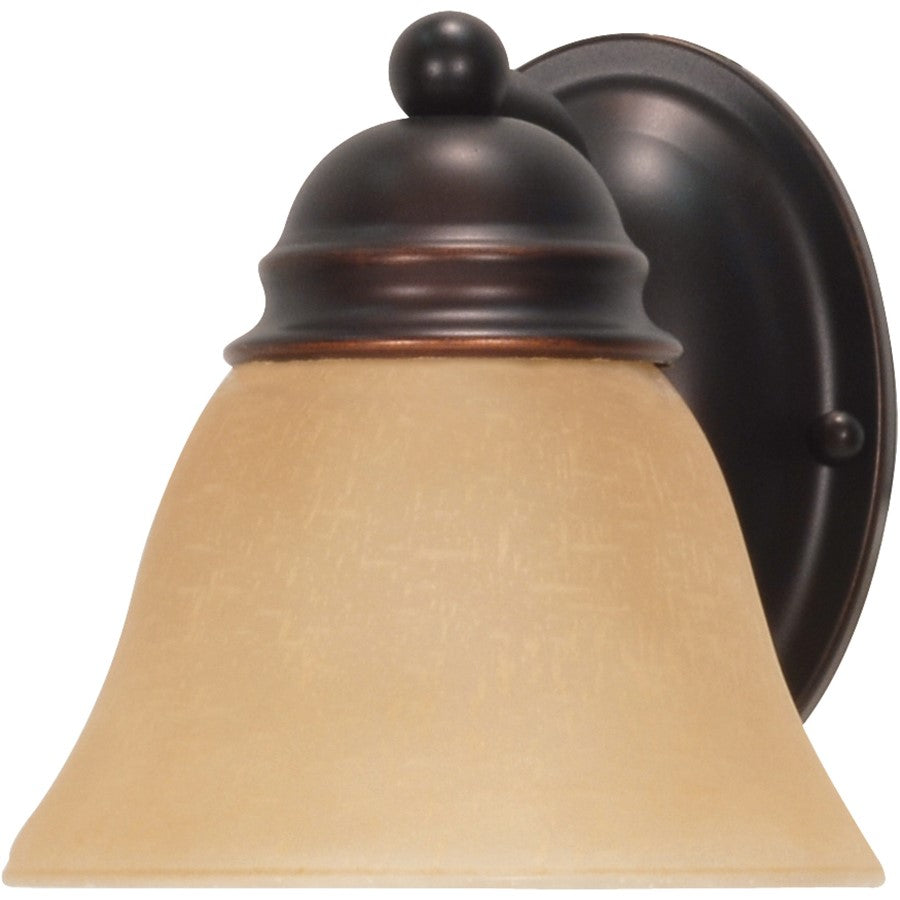 Nuvo Lighting Empire 7in 1-Light Vanity Light | Transitional Mahogany Bronze and Champagne Linen Glass | Bathroom Vanity | 6.25 x 6.5 x 9 | Model 60-1269