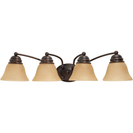 Nuvo Lighting Empire 29in 4-Light Vanity Light | Traditional Mahogany Bronze and Champagne Linen Glass | Bathroom Vanity | 28.75 x 6.125 x | Model 60-1273