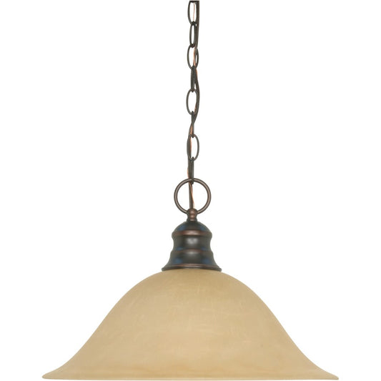 Nuvo 1-Light 16in Pendant | Mahogany Bronze and Champagne Linen Glass | Kitchen Island & Dining Room | 16 x 16 x 11.5 in | Model 60-1276