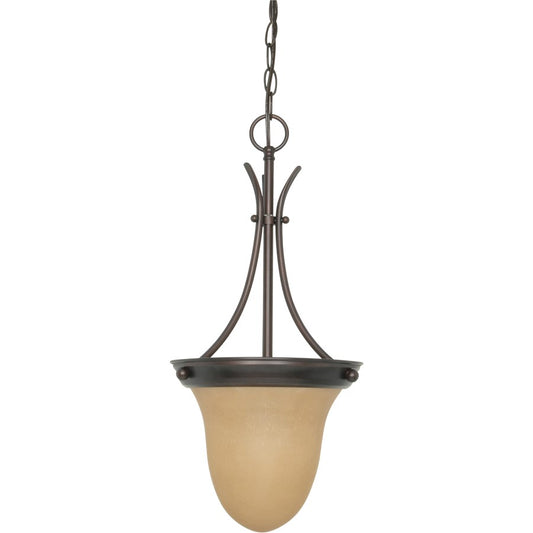 Nuvo 1-Light 10in Pendant | Mahogany Bronze and Champagne Linen Glass | Kitchen Island & Dining Room | 9.75 x 9.75 x 20.5 in | Model 60-1278