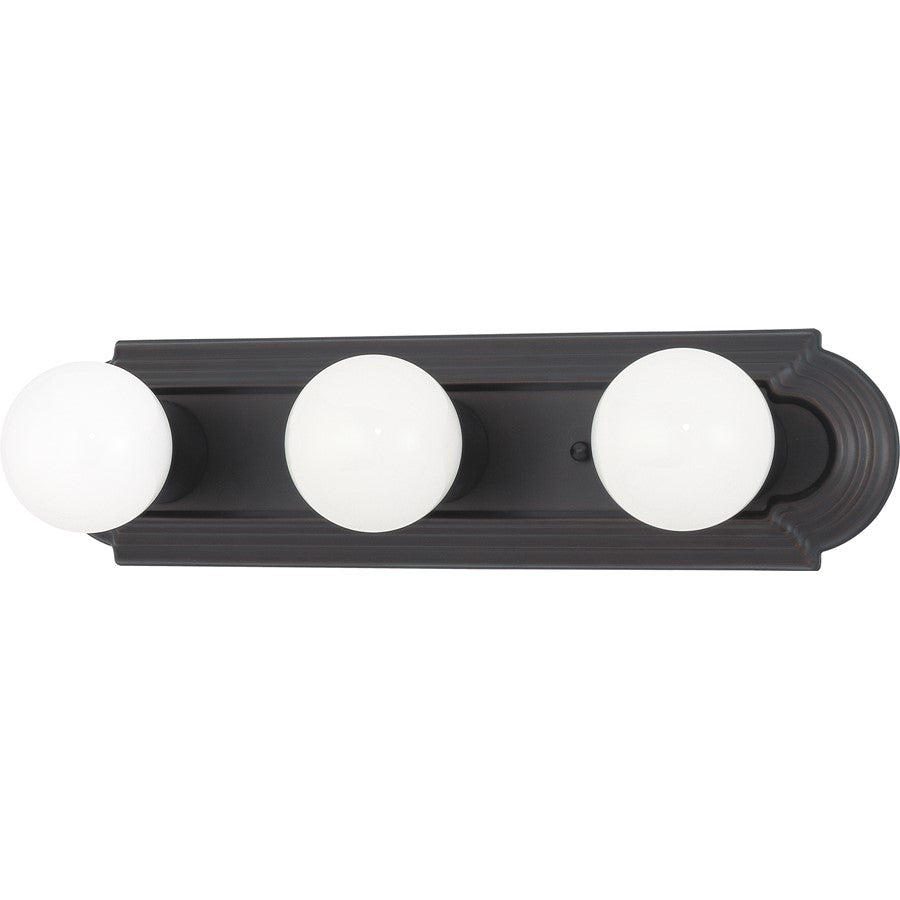 Nuvo Lighting 60-1284 18in 3-Light Vanity Light | Traditional Mahogany Bronze and Champagne Linen Glass | Bathroom Vanity | 18 x 4.75 x 2 | Model 60-1284