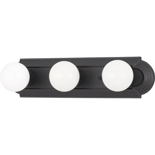 Nuvo Lighting 60-1284 18in 3-Light Vanity Light | Traditional Mahogany Bronze and Champagne Linen Glass | Bathroom Vanity | 18 x 4.75 x 2 | Model 60-1284