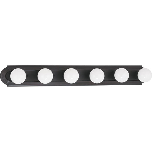 Nuvo Lighting 60-1286 36in 6-Light Bathroom Vanity Light | Traditional Mahogany Bronze and Champagne Linen Glass | Bathroom Vanity | 36 x | Model 60-1286