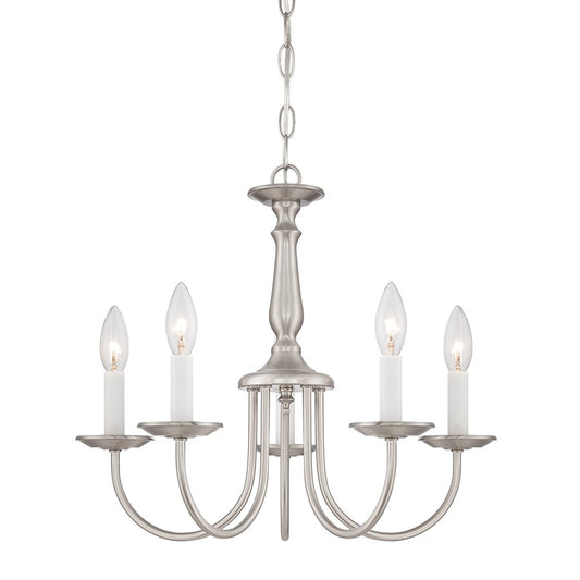 Nuvo Lighting 18in 5-Light Chandelier | Traditional Brushed Nickel and Clear Glass Candlesticks | Dining Room & Living Room | 18 x 14 in | Model 60-1298