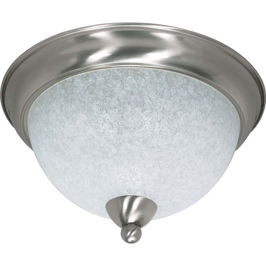 Nuvo South Beach 15in 3-Light Flush Mount | Contemporary Brushed Nickel and Water Spot Glass | Bedroom & Hallway Ceiling Light | 16 x 9 x | Model 60-131